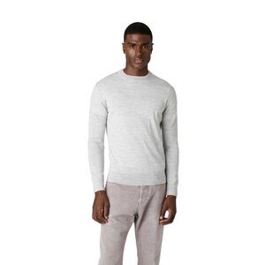 Eleventy Milano Platinum Gray Sand Wool Silk Lightweight Crewneck Sweater Small
